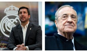 Enrique Riquelme & Real Madrid president Florentino Perez