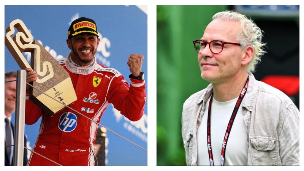 Ferrari's Lewis Hamilton & Jacques Villeneuve
