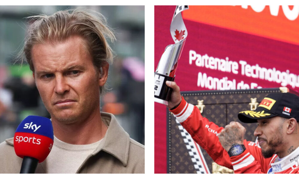 Lewis Hamilton of Ferrari on the 2026 Canada GP podium & Nico Rosberg