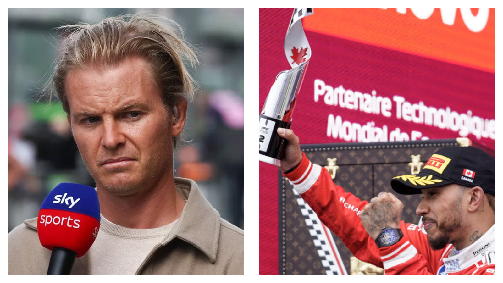 Lewis Hamilton of Ferrari on the 2026 Canada GP podium & Nico Rosberg