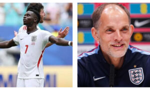 Bukayo Saka and Thomas Tuchel