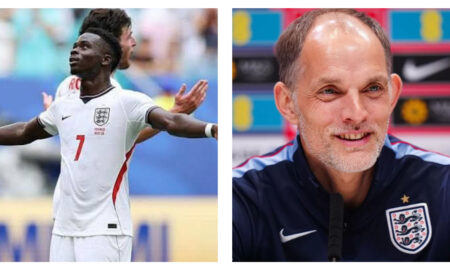 Bukayo Saka and Thomas Tuchel