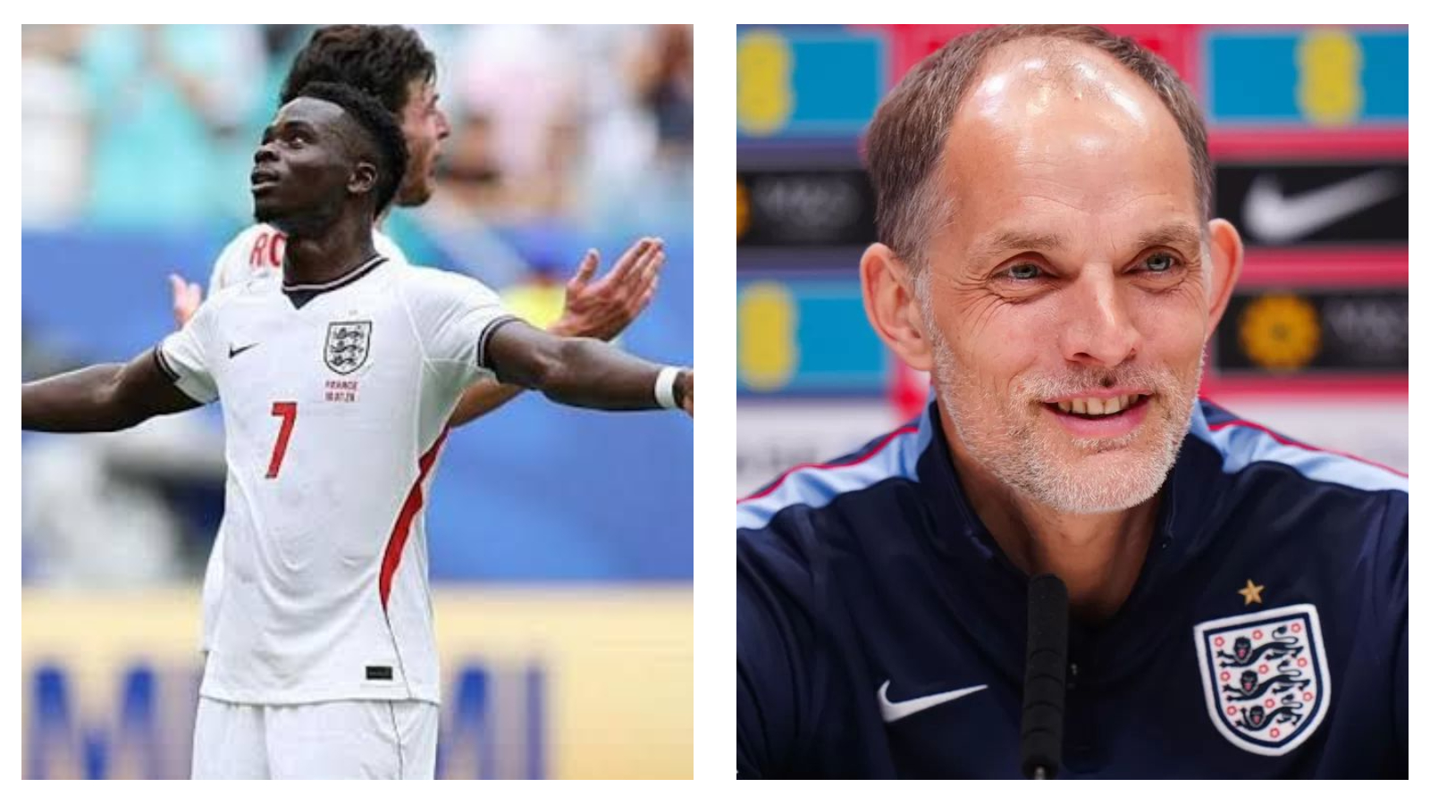 Bukayo Saka and Thomas Tuchel