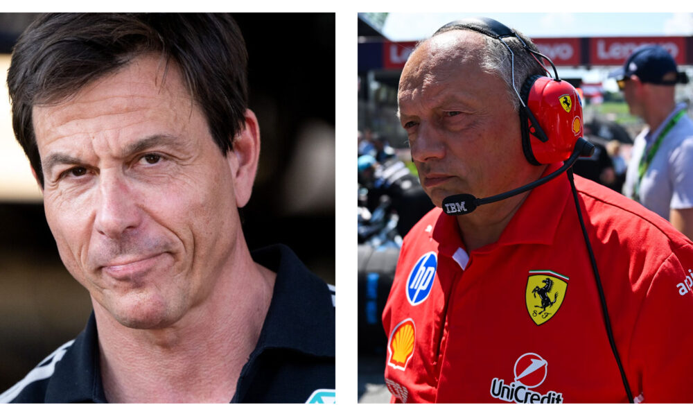 Toto Wolff, Mercedes F1 team boss & Fred Vasseur, Ferrari F1 team boss
