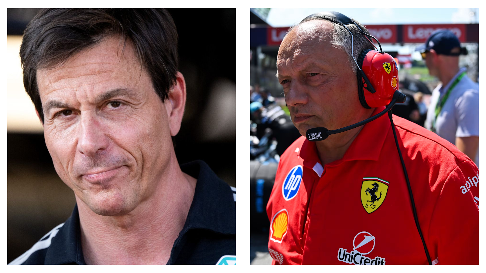 Toto Wolff, Mercedes F1 team boss & Fred Vasseur, Ferrari F1 team boss